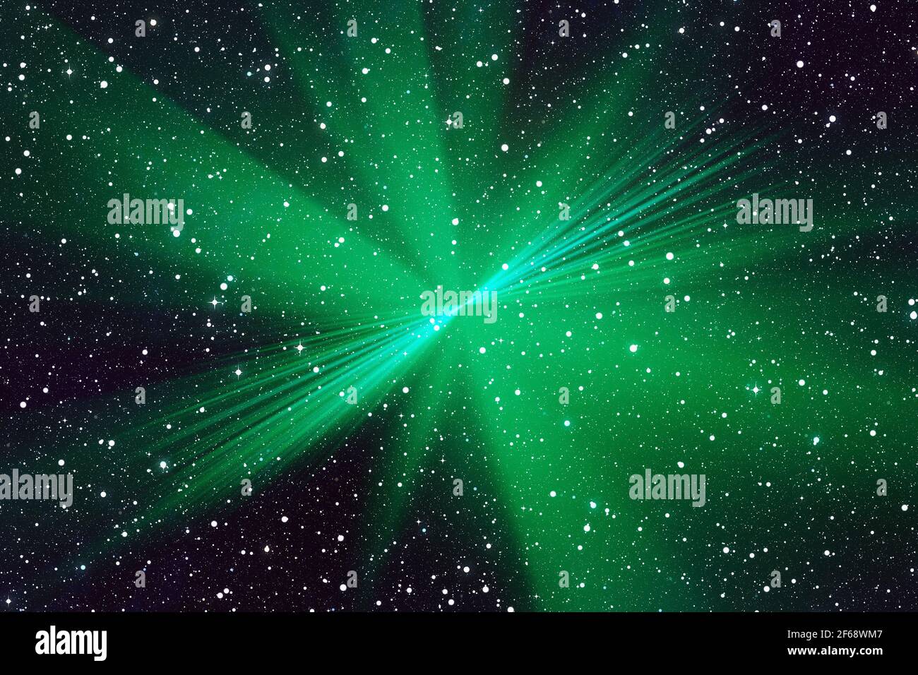 light flash on a space stars background Stock Photo