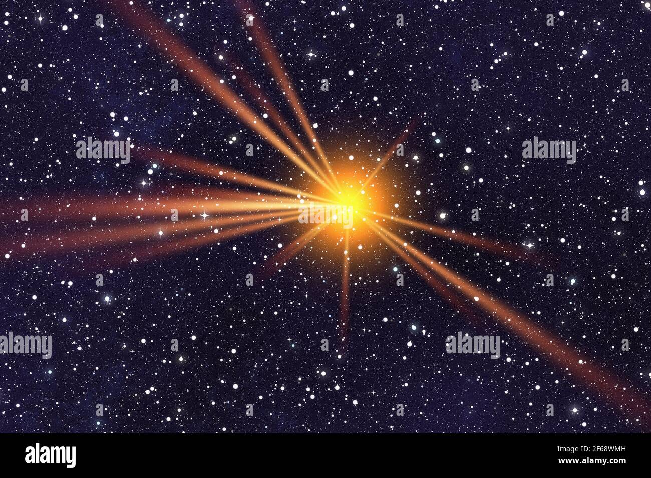 light flash on a space stars background Stock Photo
