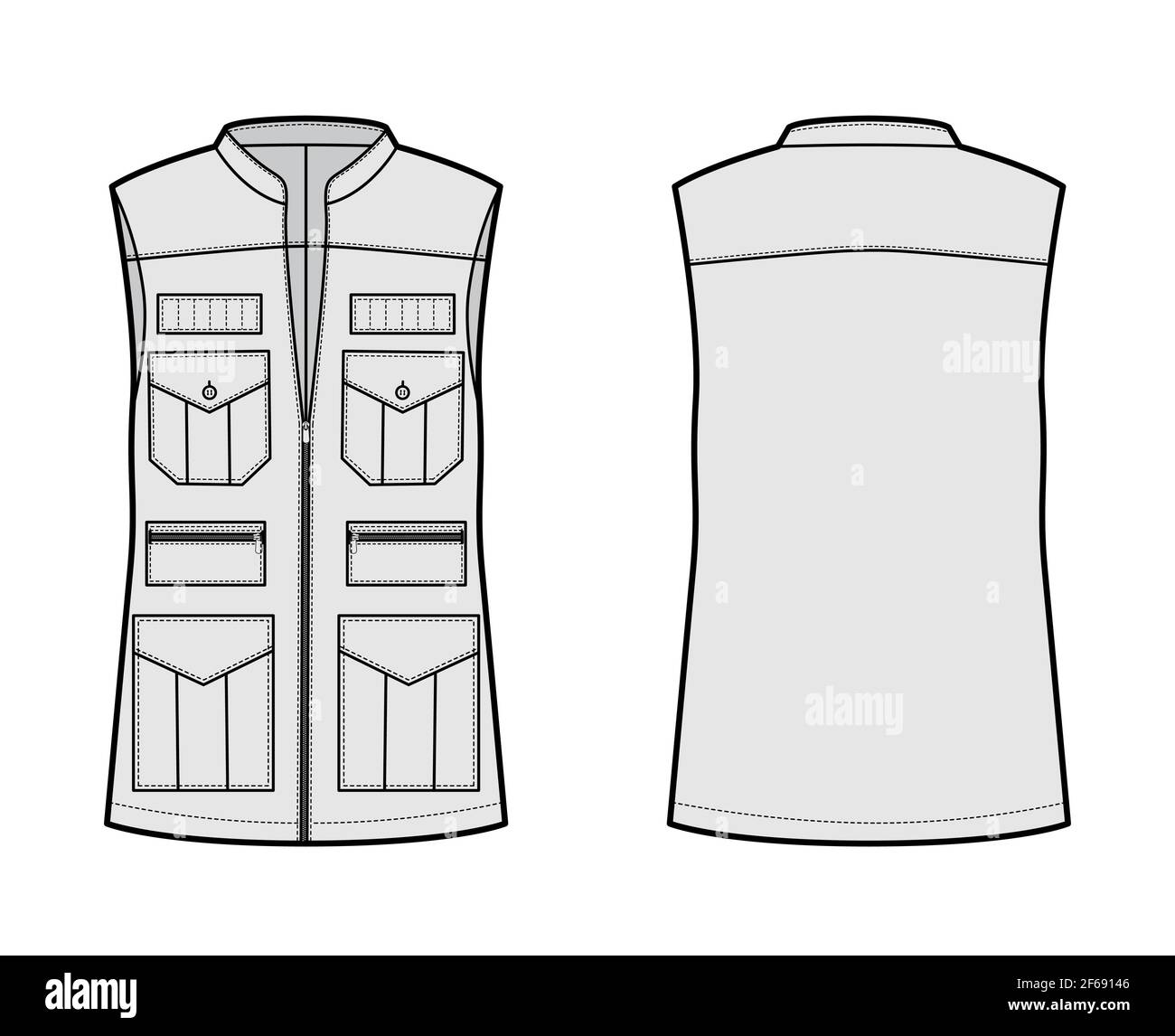 Cotton Vest w/ Patch Pockets Mockup - Free Download Images High