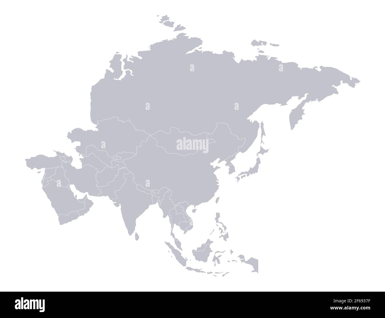 Asia map, individual states blank Stock Photo