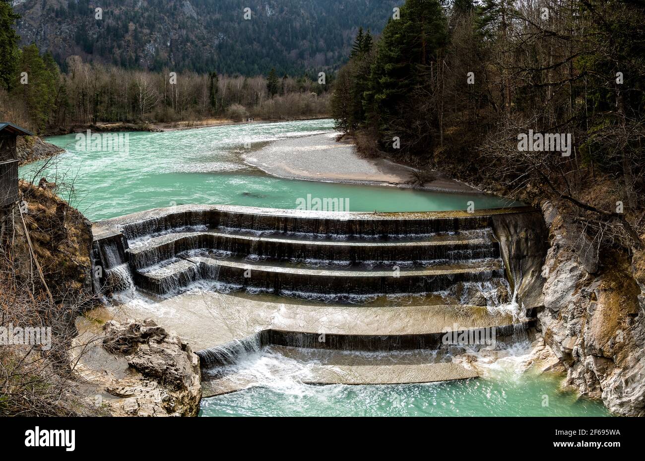 Famous Lechfall, waterfall near Fussen in Bavaria, Germany Stock Photo