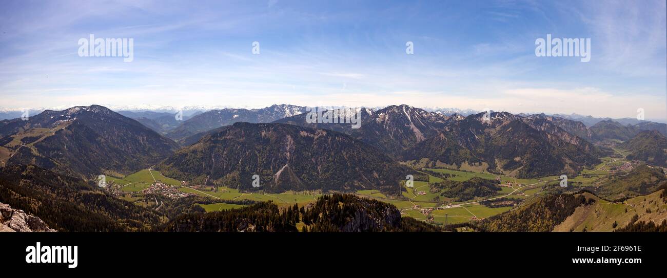 Panorama view of Wendelstein mountain, Mangfall, in Bavaria, Germany Stock Photo