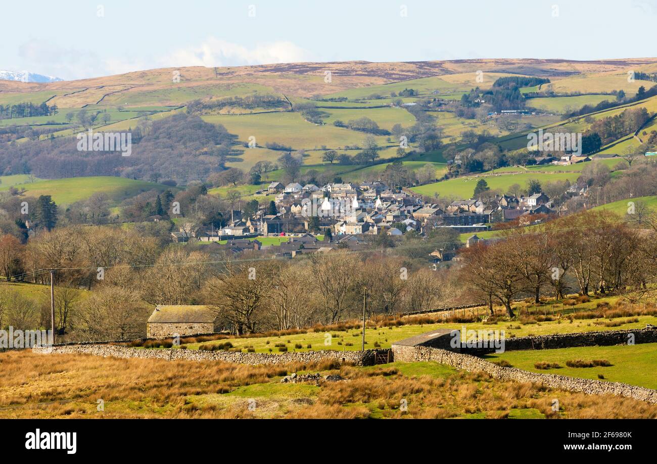Sedbergh from Garsdale, Yorkshire Dales National Park Stock Photo