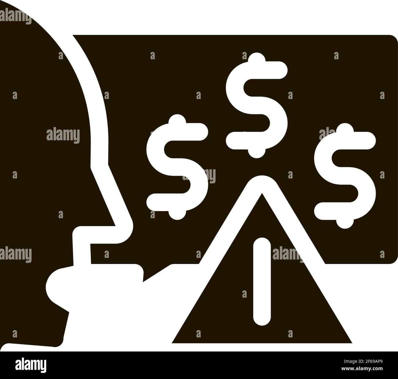 thought story man about monetary warnings icon Vector Glyph Illustration Stock Vector