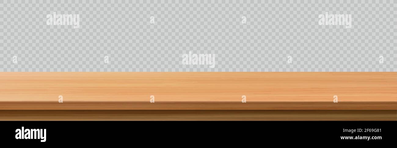 Large table top solid wood texture, transparent background - Vector illustration Stock Vector