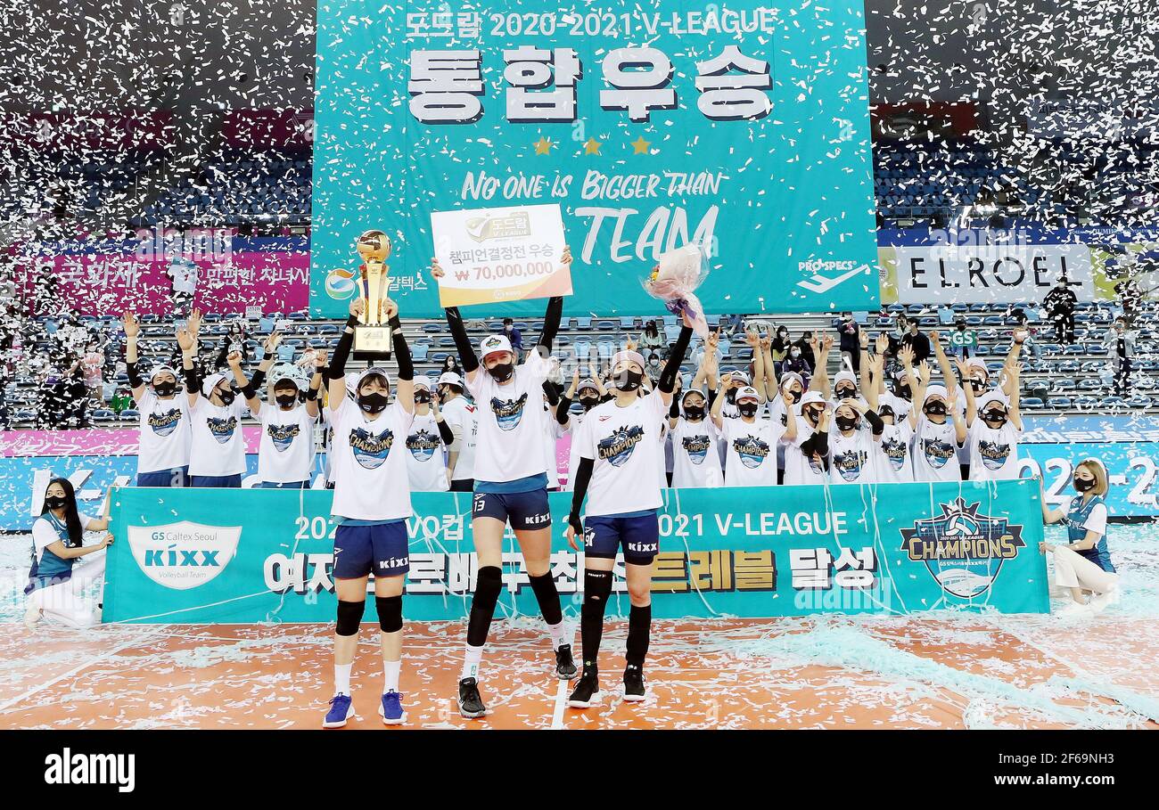 Incheon, South Korea. 31st Mar, 2021. GS Caltex achieves 1st treble in