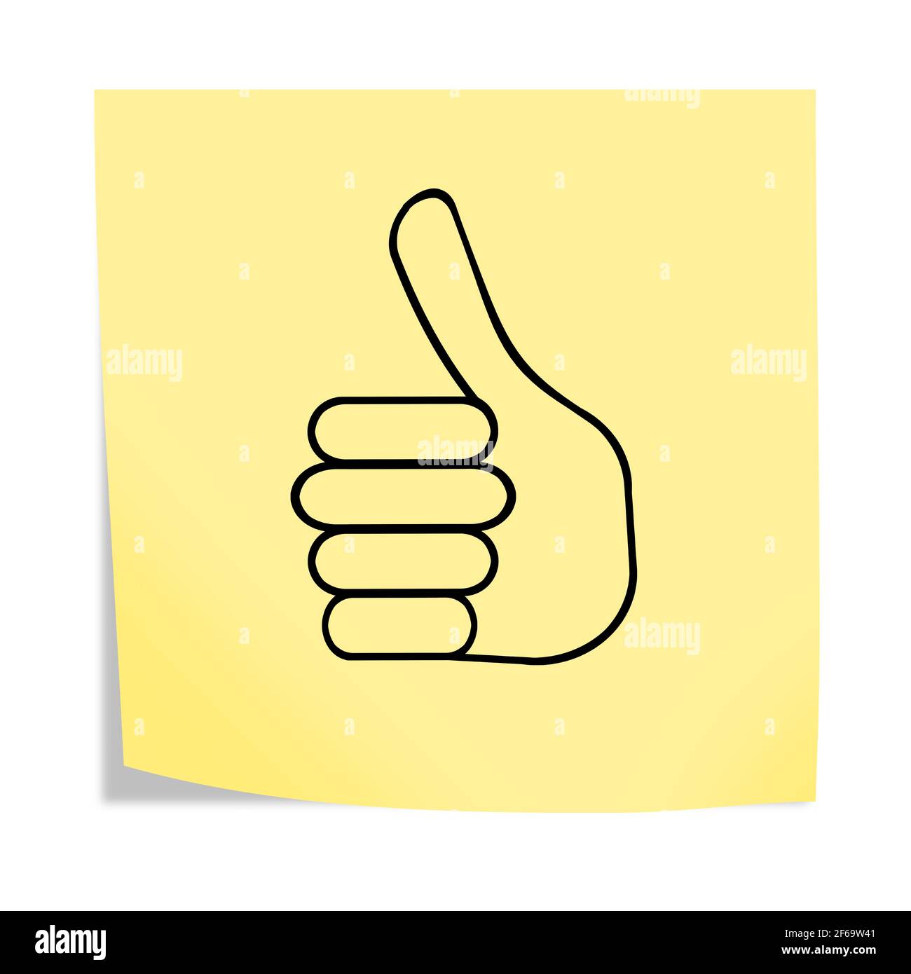 Thumbs up reminder post note 3d illustration isolated on white with clipping path Stock Photo