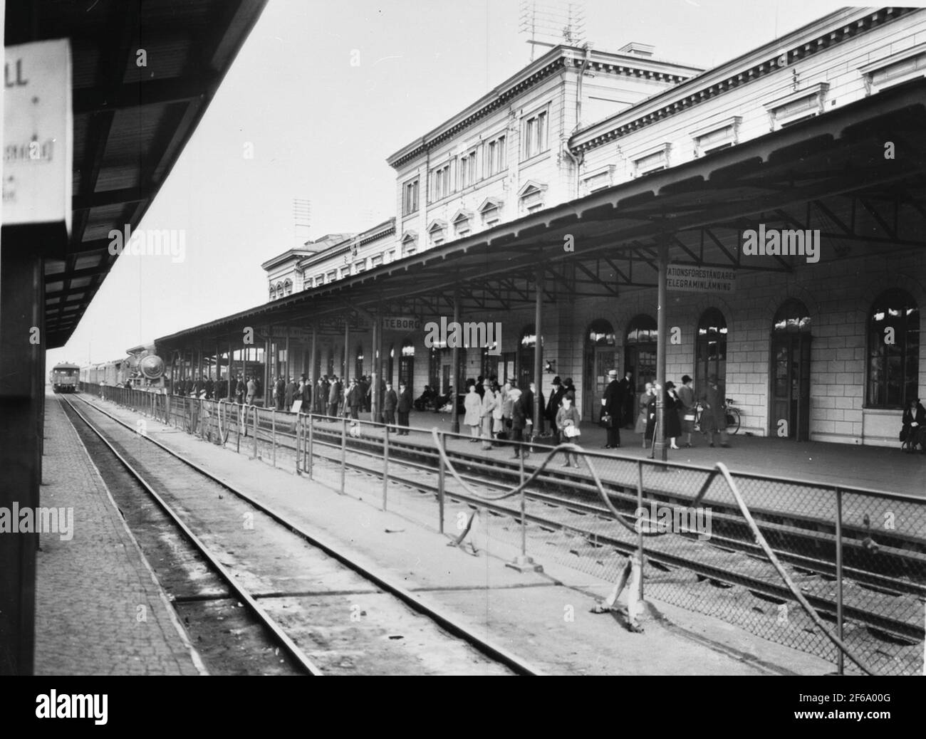 The station from the track side Stock Photo Alamy