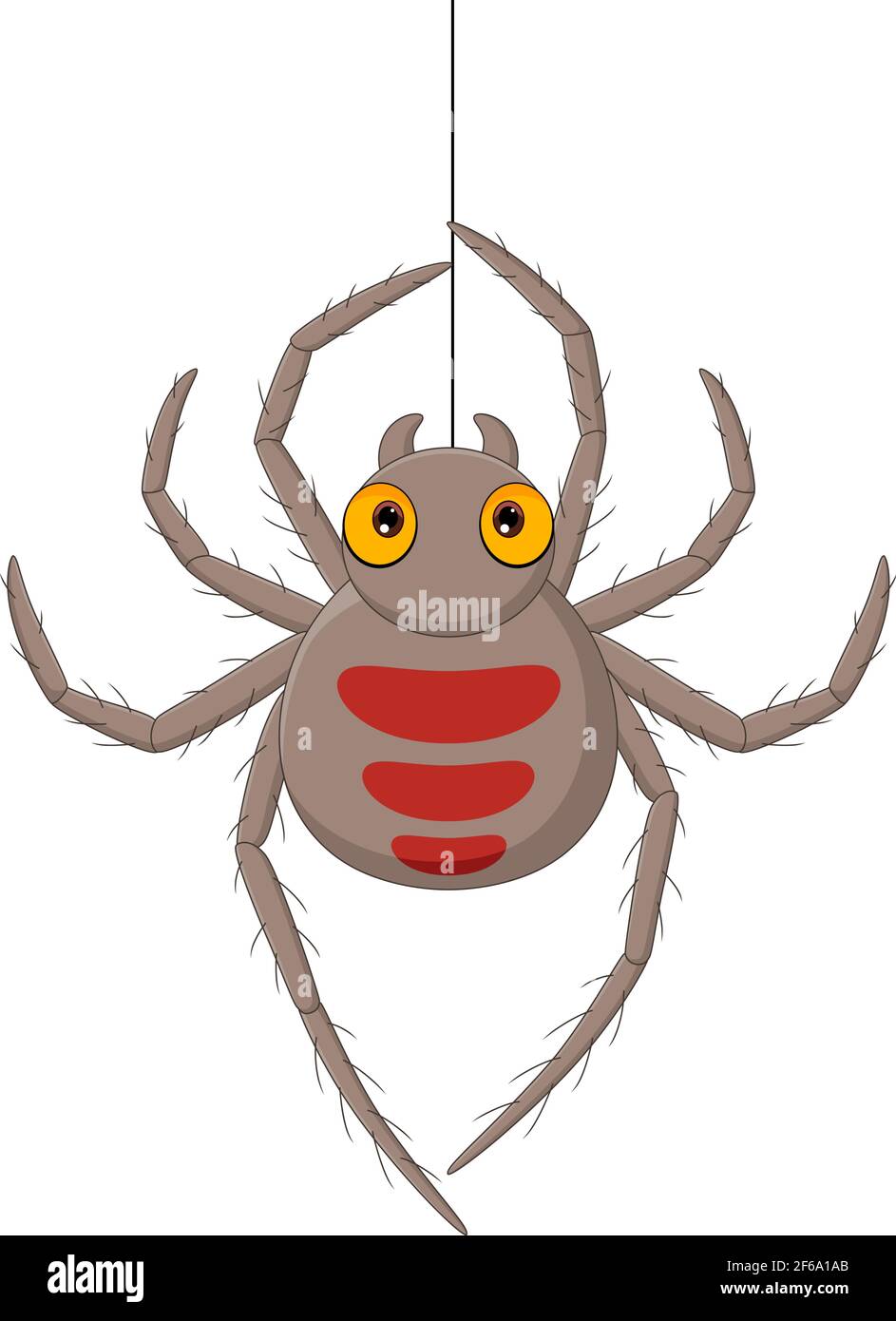 Cartoon spider hanging on a web Stock Vector