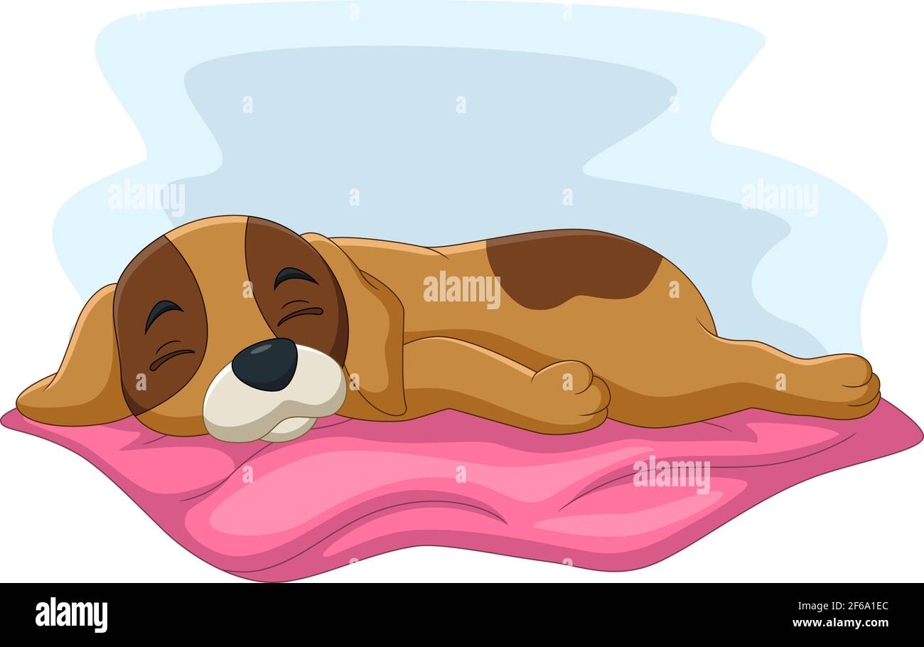 Cute dog cartoon sleep on the pillow Stock Vector