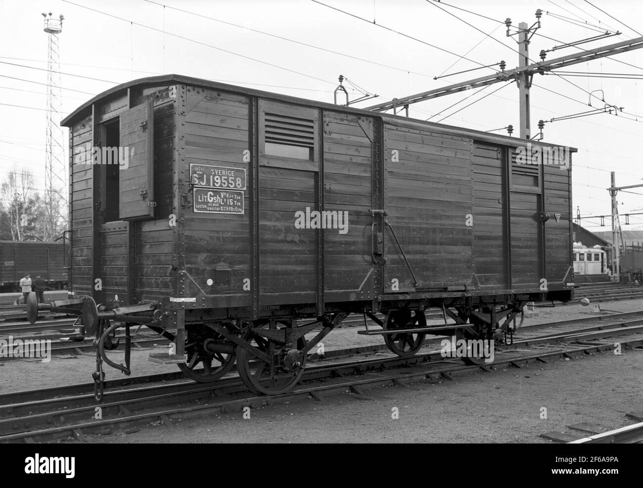 The Freight Wagon SJ GSH 19558. In The Background To The Right, A ...