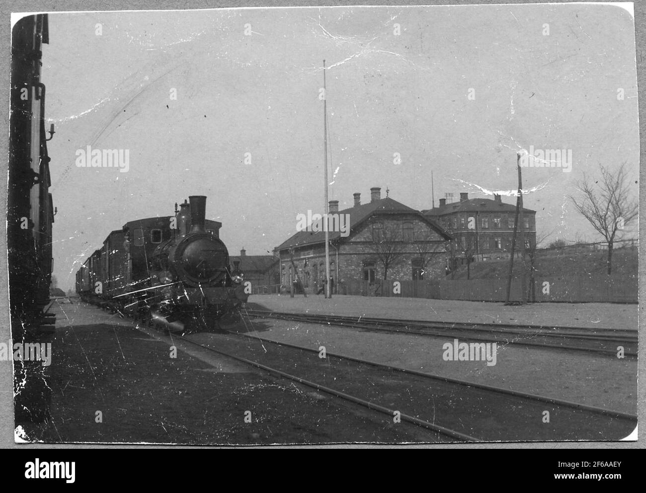 Billinge railway station. Steam, Helsingborg - Hässleholm's railways, HHJ Lok 4, First Litter was HHJ Lok 6 'Tyringe'. The locomotive was manufactured in 1875 by Beyer Peacock & Co. It was scrapped in 1935. Stock Photo