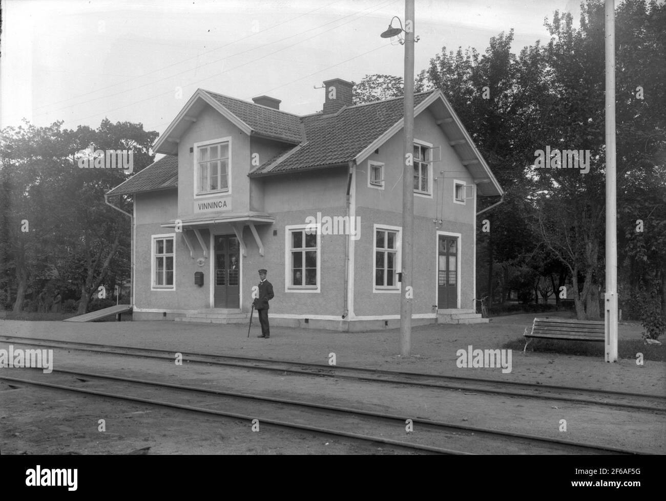 The station was built in 1874. Stationhouse (now two-storey plastered) was built in 1920 and the expedition room was modernized in 1940 Stock Photo