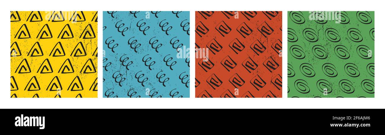 Seamless patterns with painted brush strokes. Stock Vector