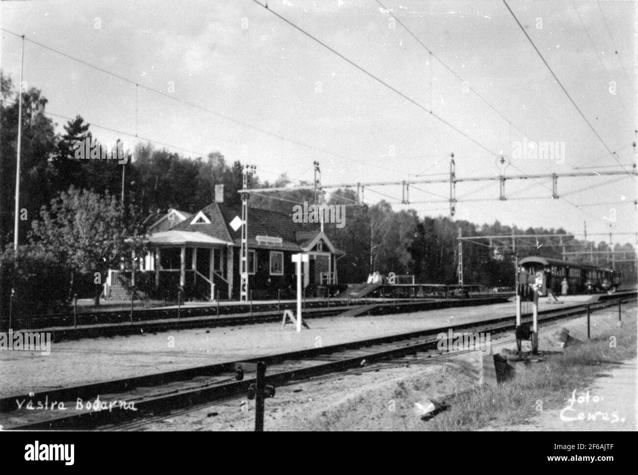 The station was built in 1908. In 1917, the station building was moved at Western Bodarne at the present location. Mechanical switch interlock with control lock. Stock Photo