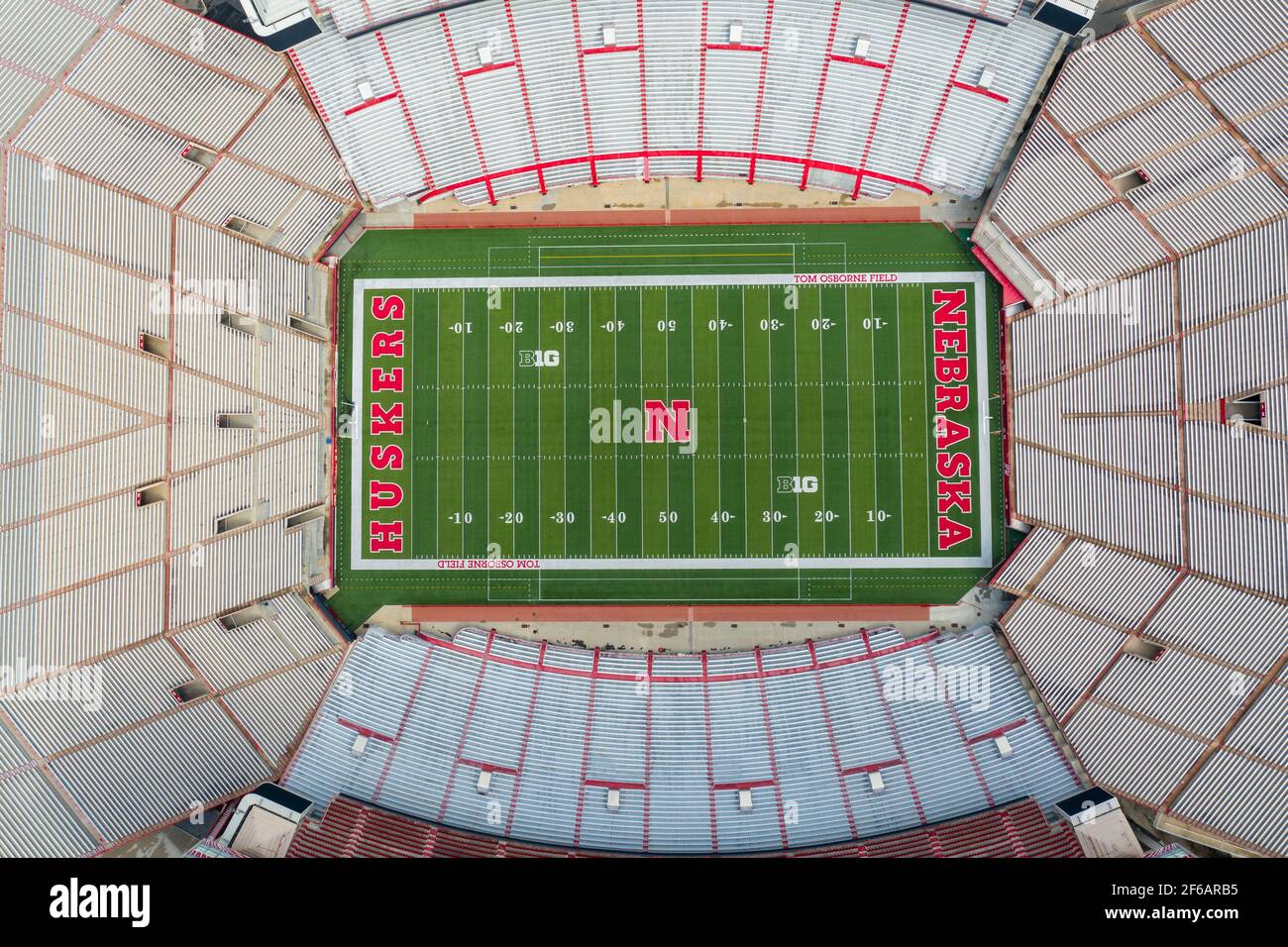 Memorial Stadium, Football Field, University of Nebraska Cornhuskers Stock Photo