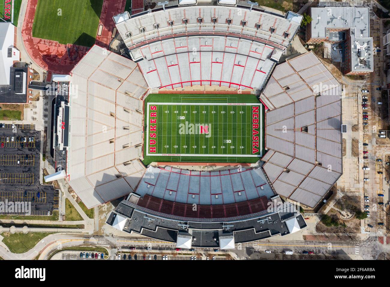 Memorial Stadium, Football Field, University of Nebraska Cornhuskers Stock Photo