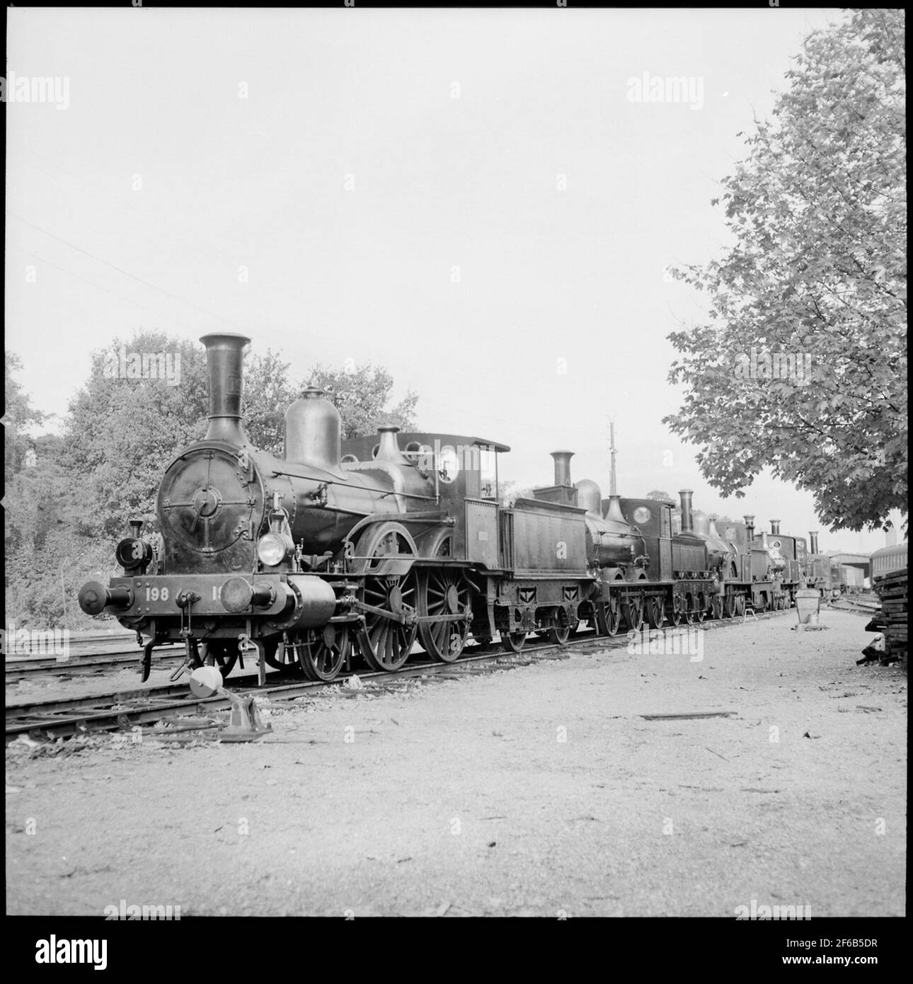State Railways, SJ C 198 "Breda" and other steam locomotives at railway ...