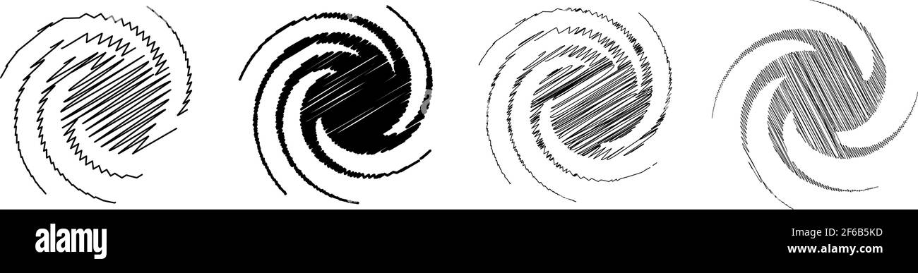 Spiral, swirl, twirl design element with sketchy, scribble pattern ...