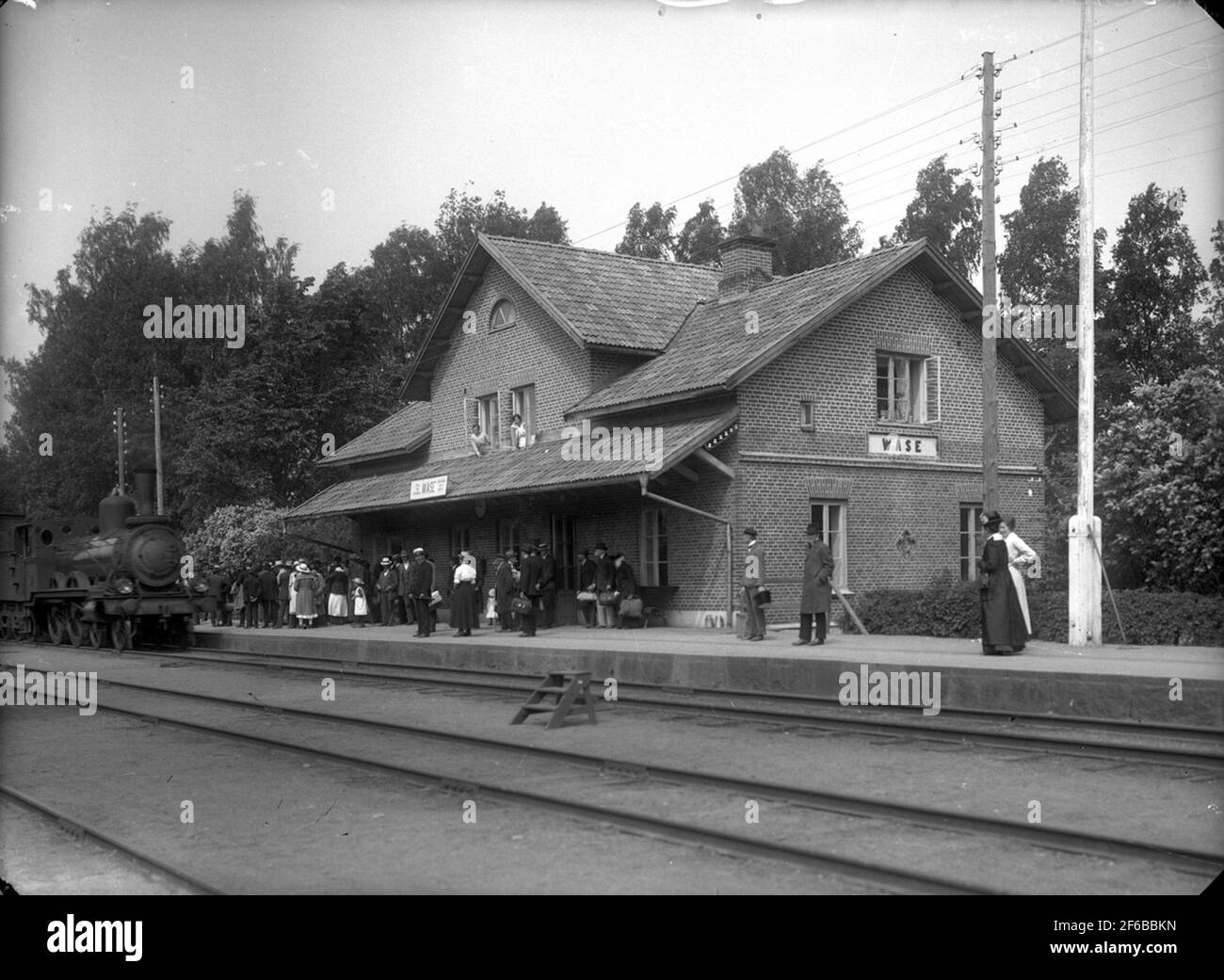 The state's railways, SJ CC locomotives on the entry station opened for traffic October 1, 1869. The building (one and one-half floors in bricks) were modernized in 1946 when water and sewers were installed. Station opened 1/10 1869, stop 18/6 1973, but left as a traffic technology station. The station house sold Stock Photo