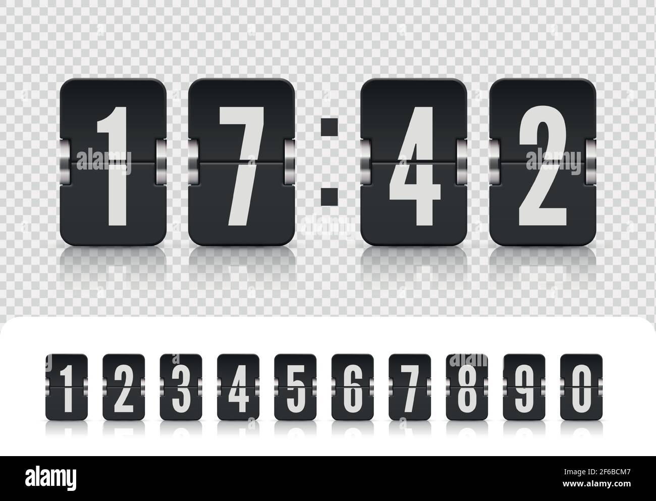 Flip countdown timer numbers on transparent Vector Image