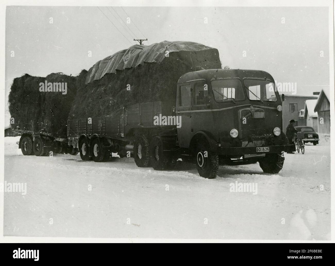 Truck AEC Mammoth Major 6 Mk III with trailer and trailer. Stock Photo