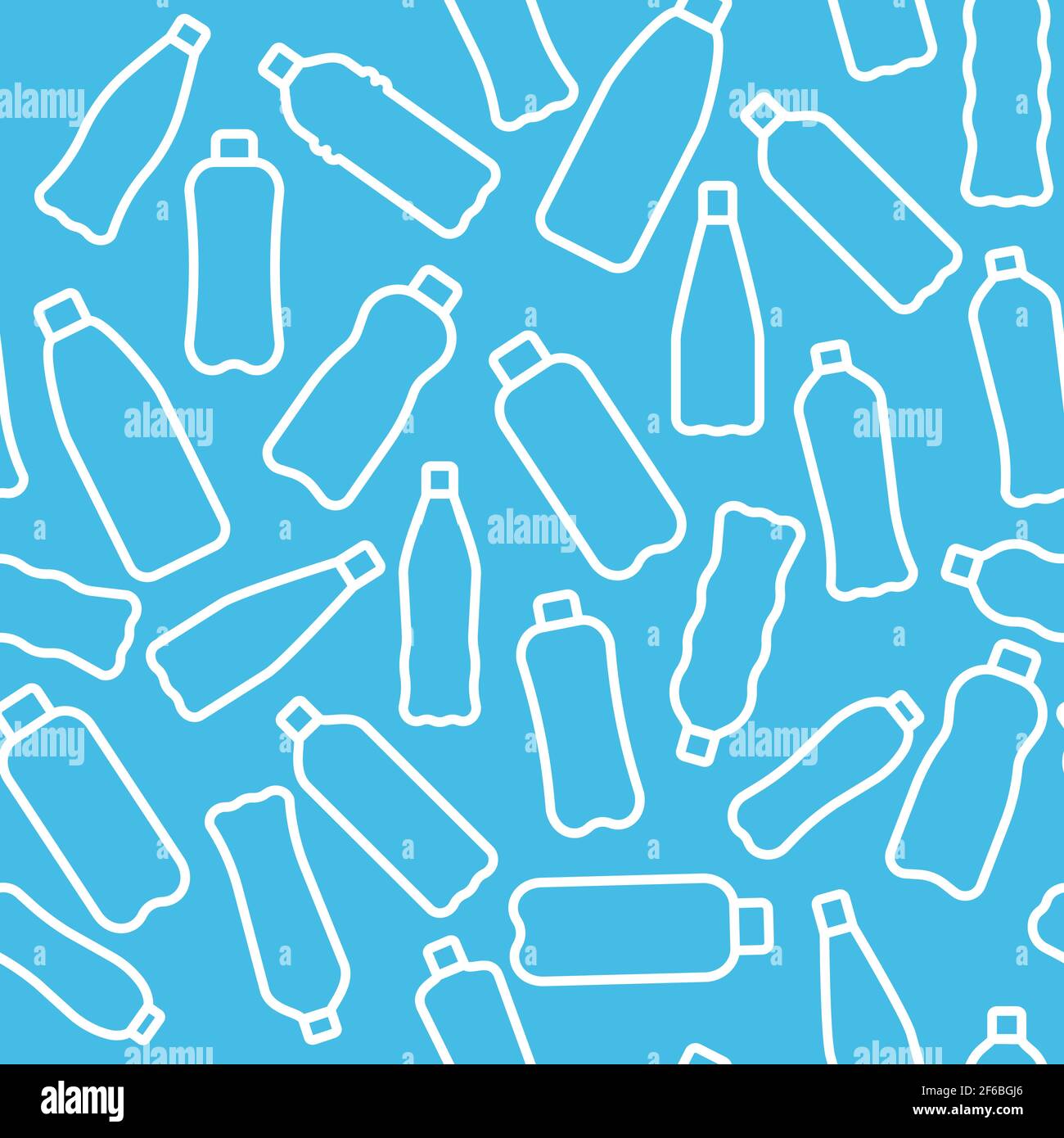 Vector illustration seamless pattern with isolated icons of plastic and glass bottles. World ocean pollution. Separate garbage collection. Stock Vector