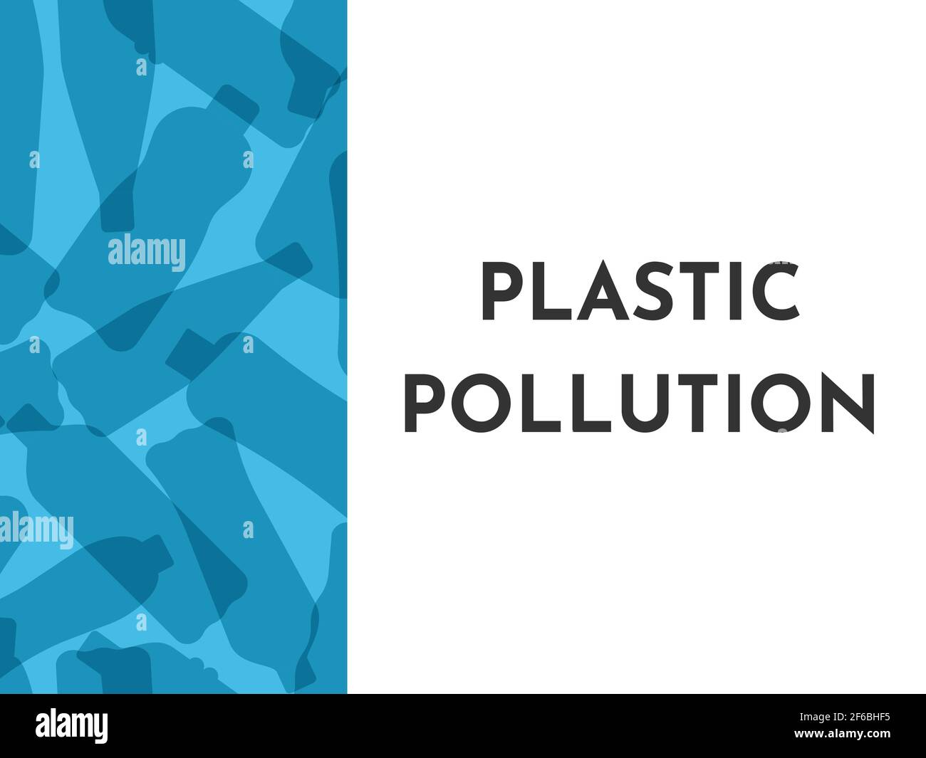 Vector illustration with isolated white outline icons of plastics bottles in the World ocean. Plastic pollution. White background and space for text Stock Vector