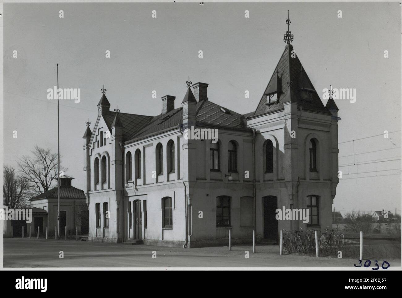 Stationhouse in Harplinge March 1939. Stock Photo