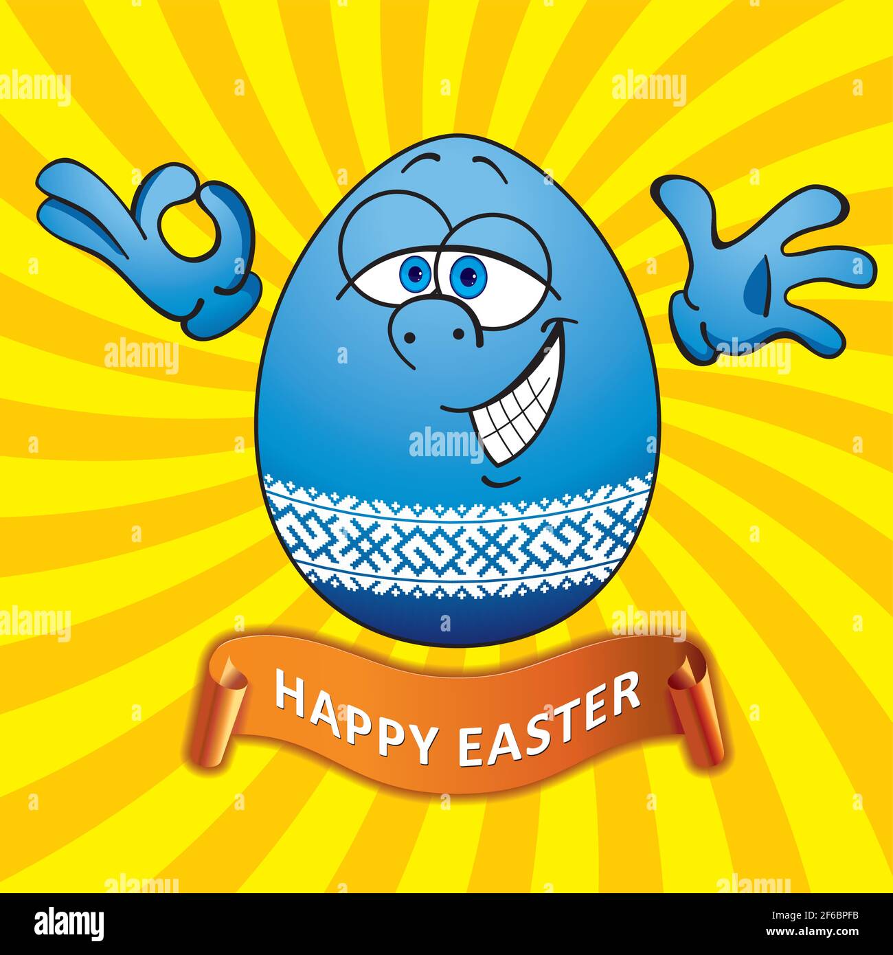 Happy Easter card with cute Egg cartoon character. Cute cartoon mascot  character. Celebrating Christian holiday. Funny egg shaped emoji character  Stock Vector Image & Art - Alamy