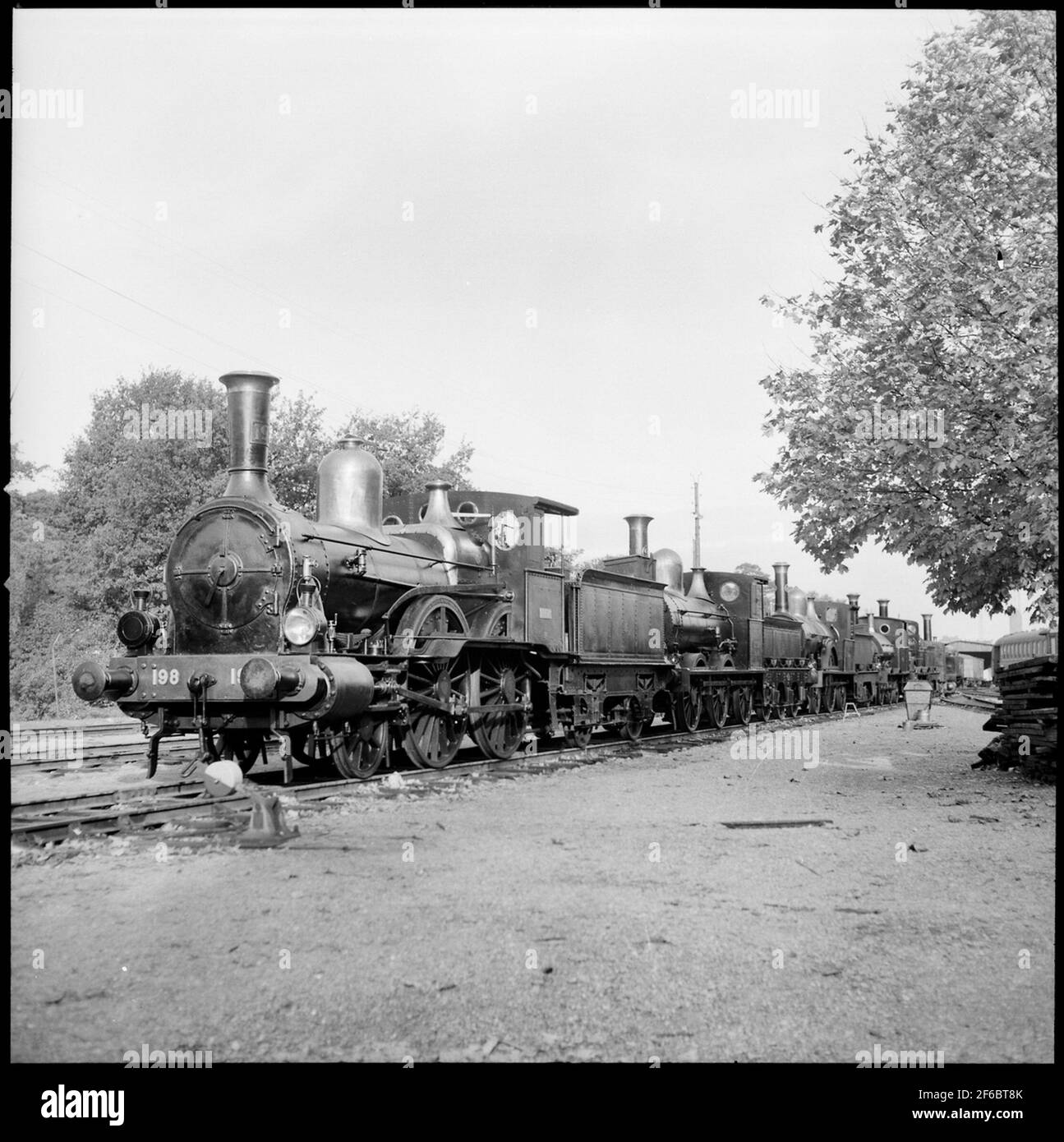 State Railways, SJ C 198 "Breda" and other steam locomotives at railway ...