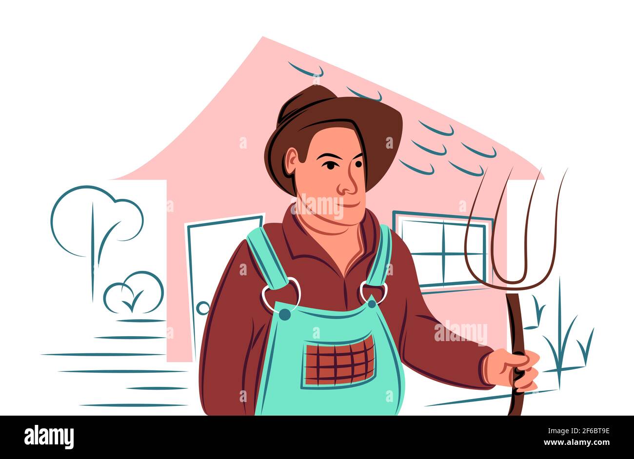 Vector farmer in shadow of sharp lines style Stock Vector