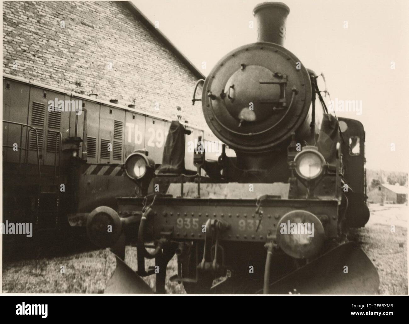 State railways, SJ E2 935 in Långsele. In the background SJ TB 29 ...