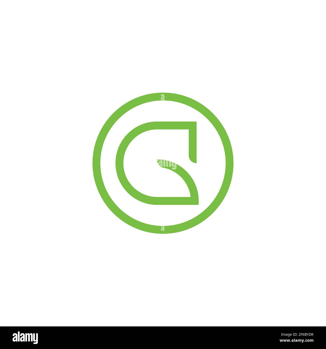 letter g leaf thin line geometric circle logo vector Stock Vector