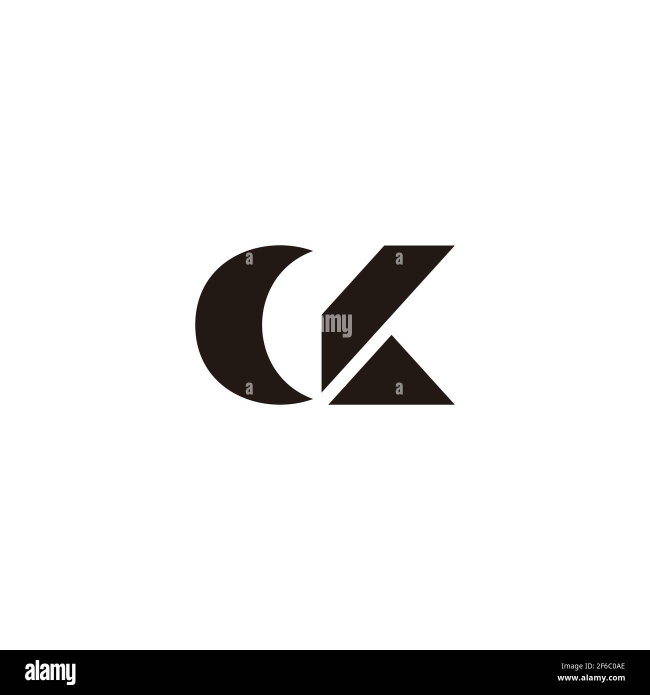 letter ck simple geometric design curve line logo vector Stock Vector