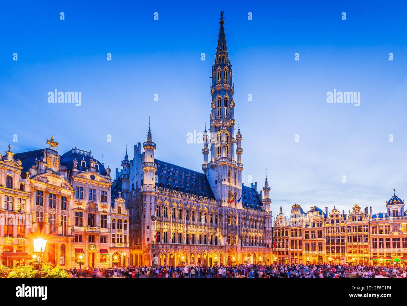Brussels, Belgium. Grand Place. Market square surrounded by guild halls. Stock Photo