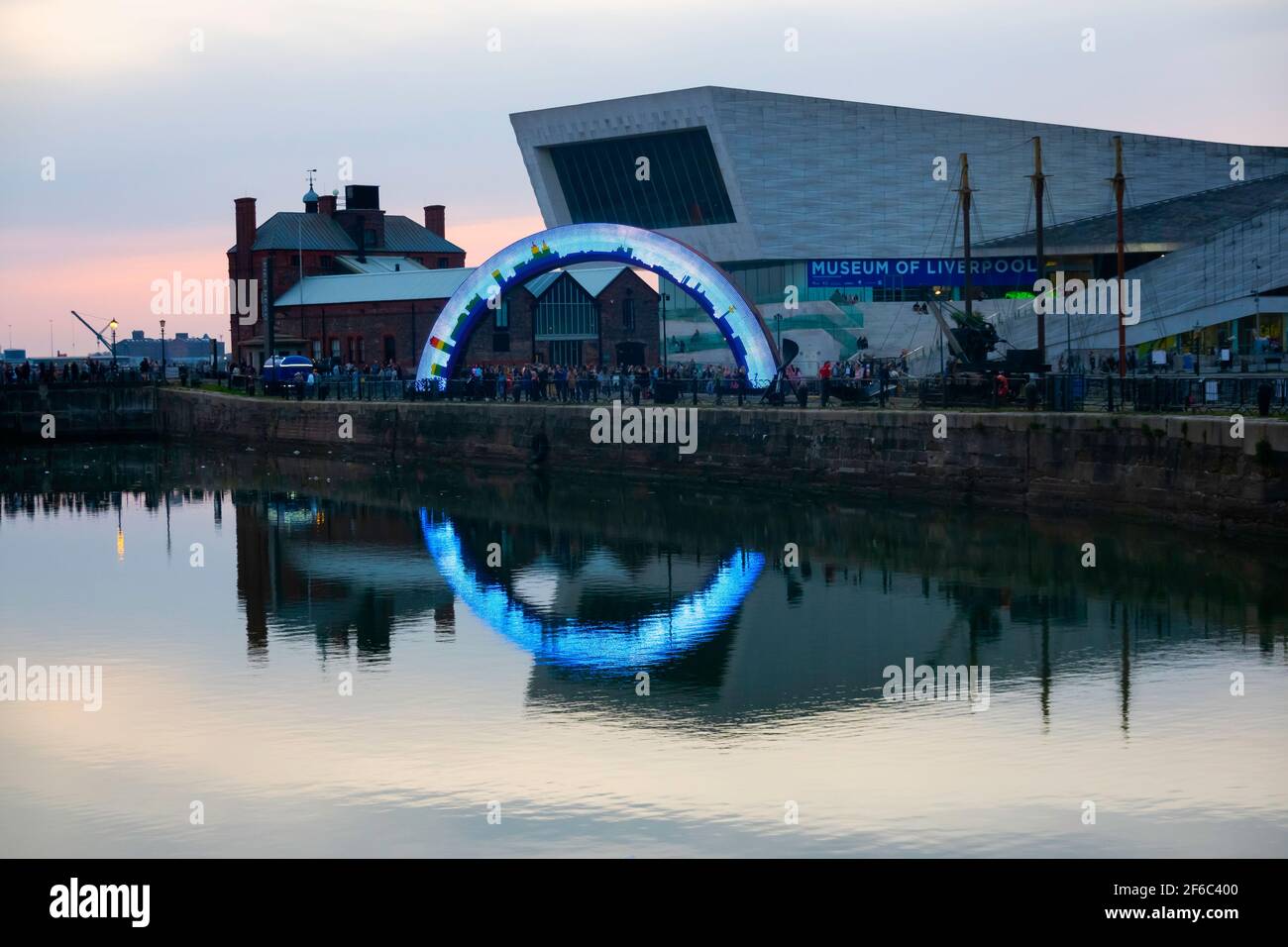 Rainbow street art exhibit, part of River of Light Trail in Liverpool