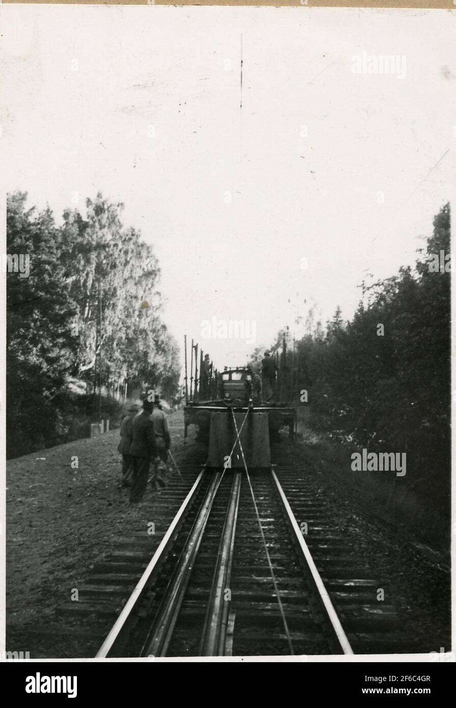 Unloading rails on the double track Skövde-Falköping Stock Photo - Alamy