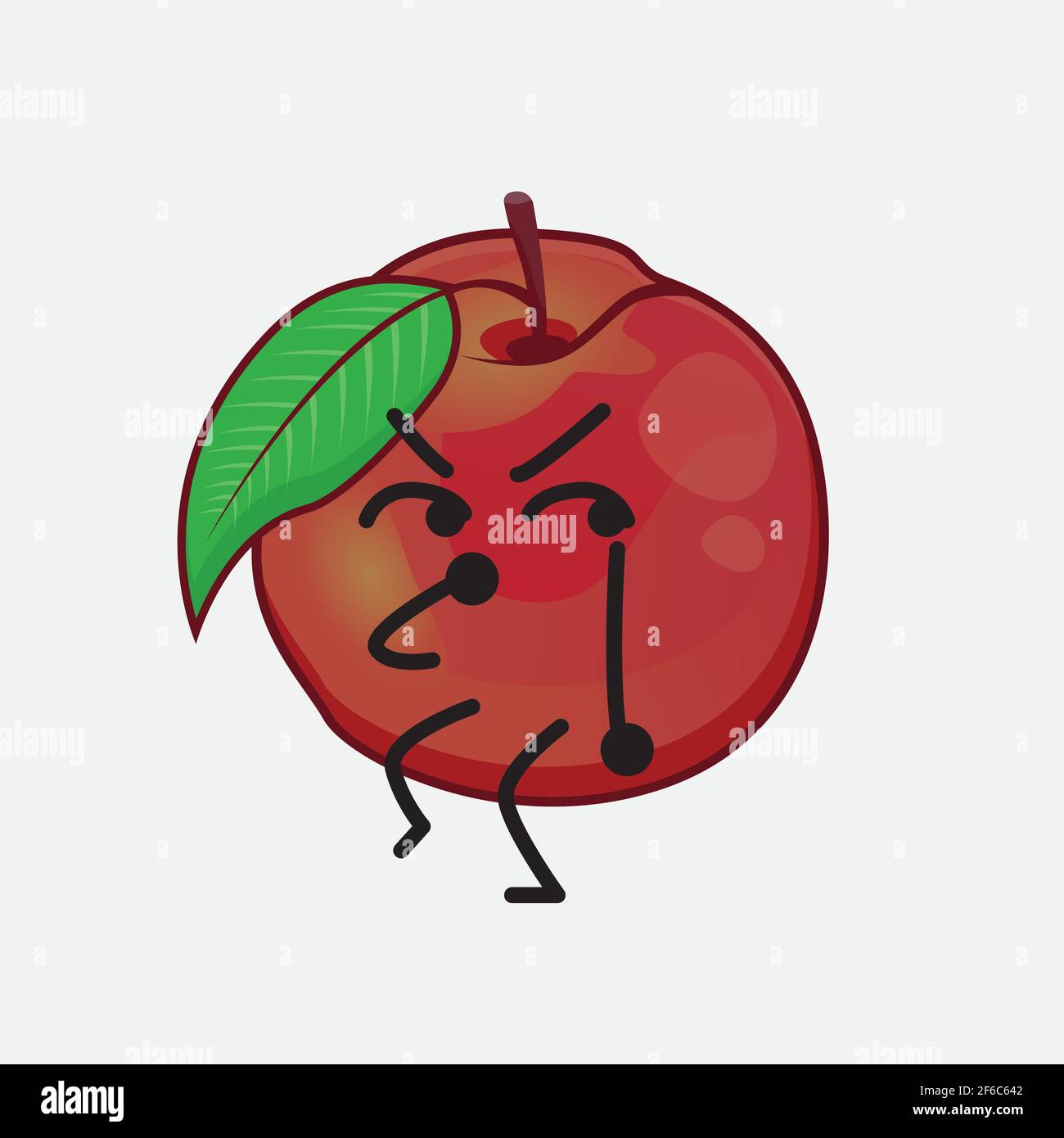 Vector Illustration of Nectarine Fruit Character with cute face, simple
