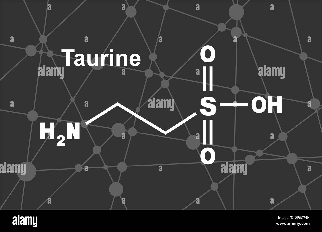 Skeletal formula of taurine. Amino acid molecule. Lines and dots connected background Stock Vector