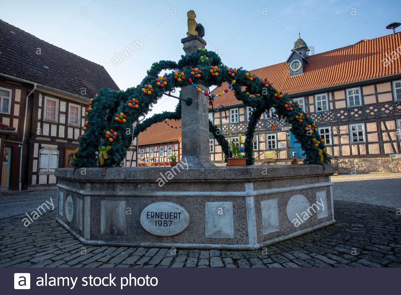 The Easter weather has started well in Ummerstadt, Thuringia close to the Bavarian border. Stock Photo