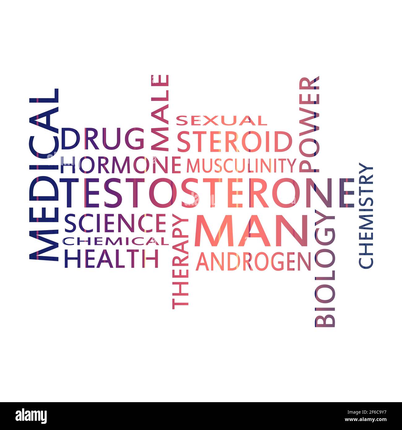 Tags cloud of hormone testosterone. Words collage. Stock Vector