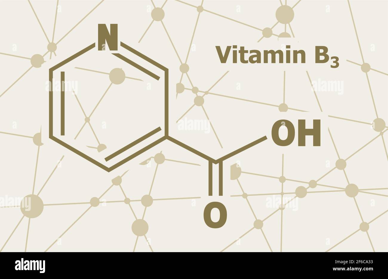 Structural chemical formula of niacin. Nicotinic acid or vitamin b3