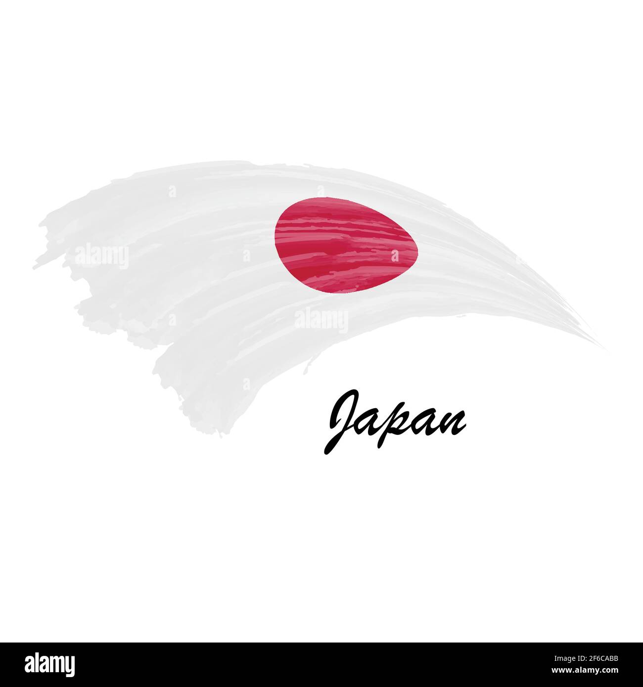 Watercolor painting flag of Japan. Hand drawing brush stroke illustration Stock Vector Image