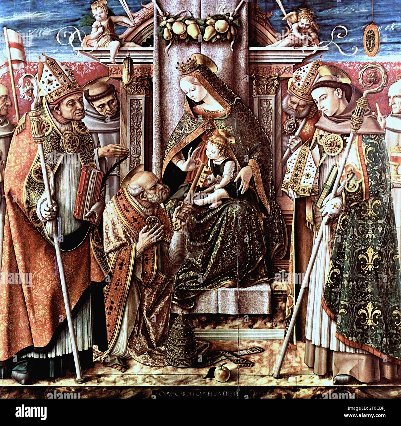 Carlo Crivelli - Virgin Child Enthroned with Saints C 1488 Stock Photo