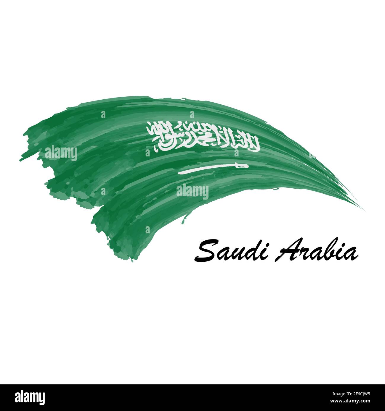 Watercolor Painting Flag Of Saudi Arabia Hand Drawing Brush Stroke Watercolor Painting Flag Of Saudi Arabia Hand Drawing Brush Stroke