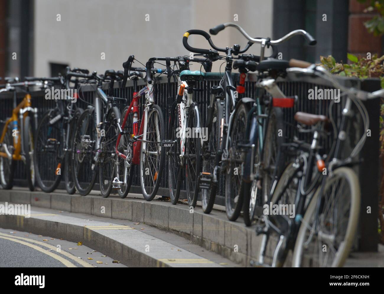 File photo dated 03/10/18 of bicycles left against railings in central London. Pedal bike thefts have jumped by two thirds since the coronavirus lockdowns started, according to an insurer. Issue date: Wednesday March 31, 2021. Stock Photo