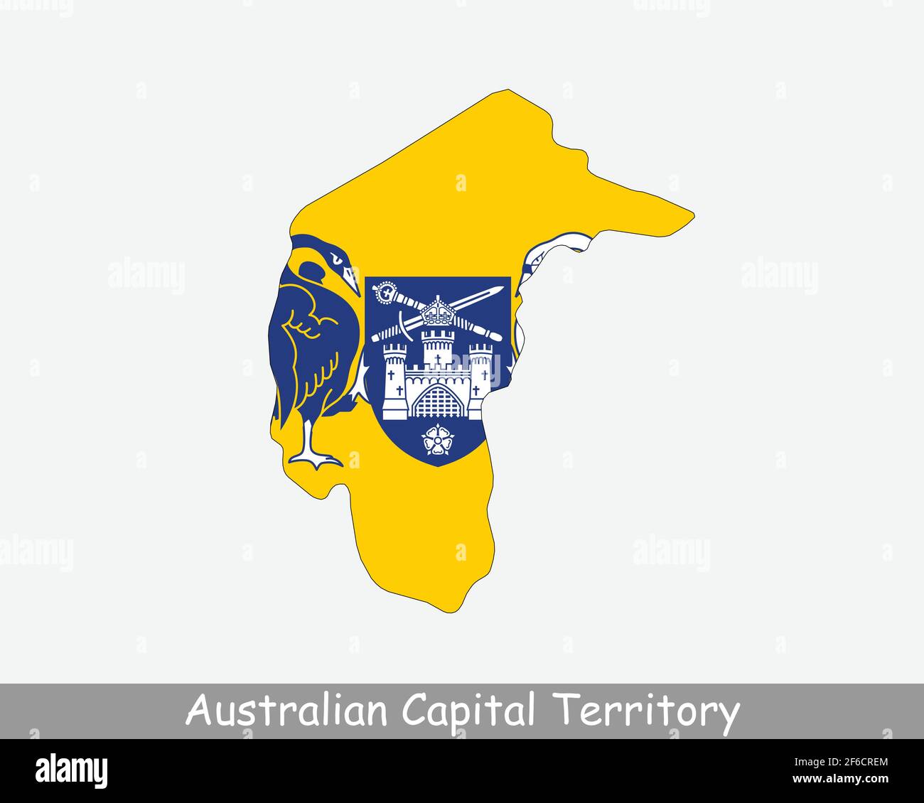 Australian Capital Territory Map Flag. Map of Federal Capital Territory, Australia with flag isolated on white background. Vector illustration. Stock Vector