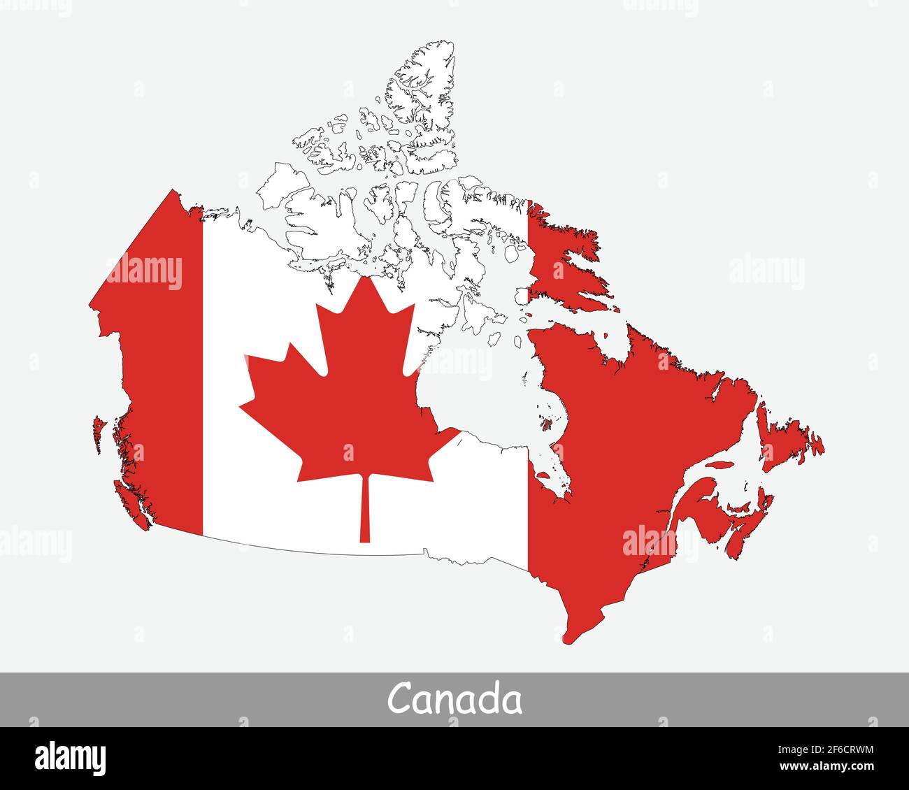 Canada Map Flag. Map of Canada with the Canadian national flag isolated on white background. Vector Illustration. Stock Vector