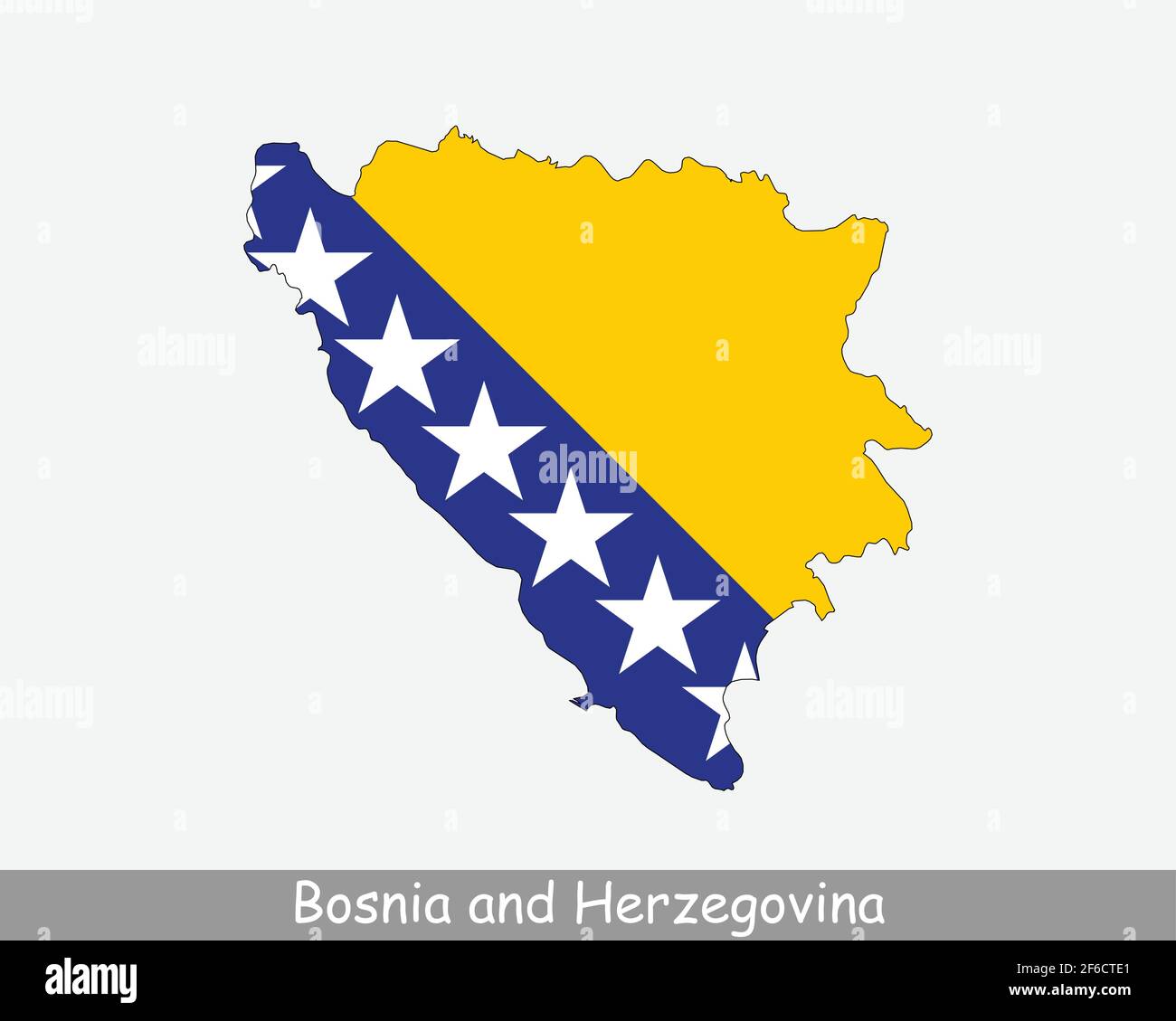 Bosnia and Herzegovina Map Flag. Map of Bosnia and Herzegovina with national flag isolated on white background. Vector Illustration. Stock Vector